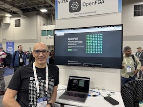 Andres Aguiar at OpenFGA&#39;s KubeCon booth